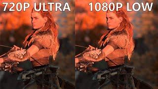 Horizon Zero Dawn - 720P ULTRA VS 1080p LOW - Graphics Comparison