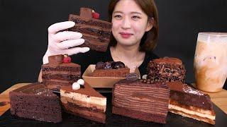 Various Chocolate Cake [Devil's choco, tiramisu, crepe cake, mousse] Mukbang