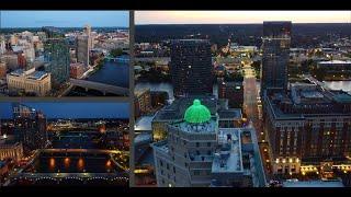 Grand Rapids, Michigan, Day/Night Drone Footage #aerialfootage #cinematic