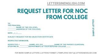Request Letter for NOC from College – Application for No Objection Certificate