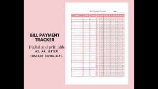 Bill Payment Tracker - Digital and Printable