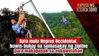 Bata, buwis-buhay na sumasakay ng zipline para makapasok sa eskuwelahan | Kapuso Mo, Jessica Soho