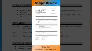 sample resume || resume kaise banaye || how to write resume #sampleresume