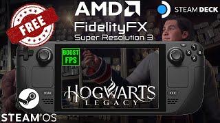 FREE FSR 3.0 Frame Generation Mod! Install Guide for Steam Deck Hogwarts Legacy #steamdeck #fsr3