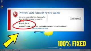 Fix Windows 7 Update Error Code 80072EFE | How To Solve 80072efe error windows update % SOLVED 