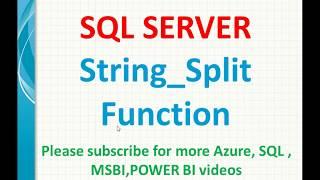 String Split Function in SQL Server | String_split in SQL server