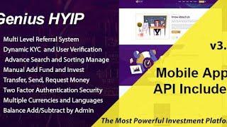 Complete HYIP Investment Website with Genius HYIP Script | 2024 Latest Version