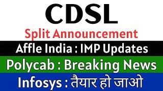 CDSL share latest news  SPLIT ANNOUNCEMENT  AFFLE INDIA share • INFOSYS share • POLYCAB share