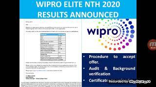 Wipro Elite NTH 2020 Letter of intent & Background verification