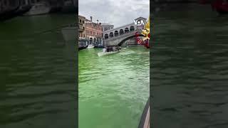 Water in Venice’s Grand Canal Turns Green #shorts | VOA News