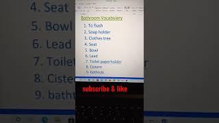 Daily used words | Bathroom Vocabulary | learn English in 2 minutes #shorts #english #learn