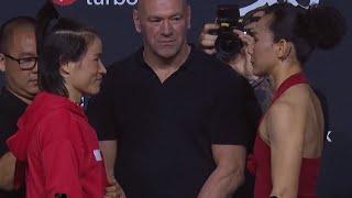 Zhang Weili vs. Yan Xiaonan - Press Conference Staredown | UFC 300