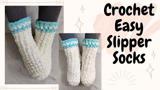 Crochet Chunky Slipper Socks for adults Easy Beginner Friendly Tutorial