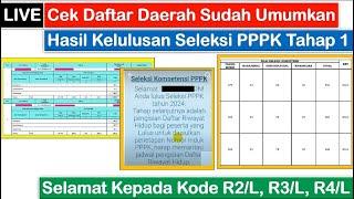 LIVE Cek Daftar Daerah Sudah Umumkan Hasil Kelulusan Seleksi PPPK Tahap 1 ~ Selamat Kode R2/L, R3/L