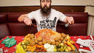 TRYING TO EAT THE BIGGEST CHRISTMAS DINNER EVER ASSEMBLED | BeardMeatsFood