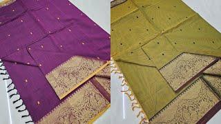 Fabulous Fancy Cotton Sarees Running Blouse With Butta & Simple Line Pallu