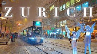 ZÜRICH SCHWEIZ  Weihnachtsmärkte & Schneefall-Rundgang 4K Geist des Winters