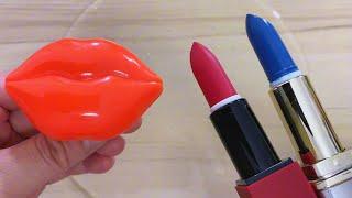 Makeup slime!Satisfying slime coloring with lipstick&Highlighter compilation !Lipstick slime ASMR