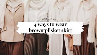 4 ways to wearing brown plisket skirt || tips 04