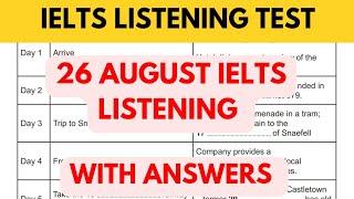 26 August ielts listening answers | 26 August ielts exam review