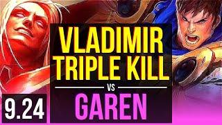 VLADIMIR vs GAREN (MID) | Triple Kill, KDA 20/3/12, Legendary | NA Diamond | v9.24