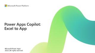 Power Apps Copilot Excel to App