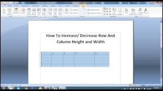 How To Increase or Decrease Row And Column Height and Width In MS Word 2007 #Lesson 35