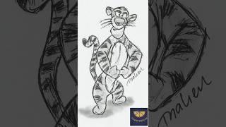 tigger from winnie the pooh drawing #shorts #ytshorts #artist #short #satisfying #theartslices