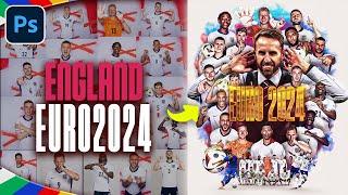 How to Make Poster Fooball  in Photoshop - England Euro 2024 - Simple Design