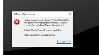 VMware VM Starting Issue