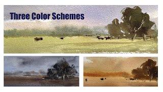 painting the same scene in different colour schemes in watercolour