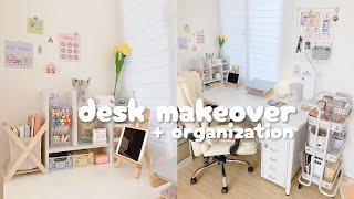 aesthetic desk makeover + organization ️＜꒱° ⇢ cozy setup ⨾ white & soft pastel ᵎᵎ