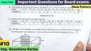 Class 10th Important Questions for cbse board exam new syllabus UT-3 paper solved | Statistics