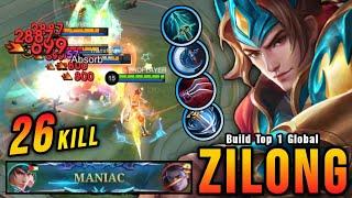 26 Kills + MANIAC!! Zilong Brutal Critical Damage!! - Build Top 1 Global Zilong ~ MLBB