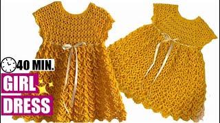 HOW TO CROCHET A GIRL DRESS  - EASY AND FAST - BY LAURA CEPEDA