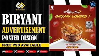 "How to Design a Biryani Ad Poster in Photoshop | Free Template Giveaway!"