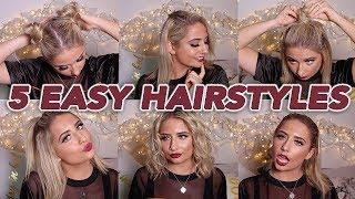 HOW TO: 5 QUICK & EASY HAIRSTYLES FOR SHORT HAIR !! 