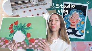 STUDIO VLOG  packing orders, getting a nose piercing and working on a new painting