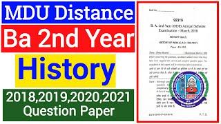 Mdu Ba Distance 2nd Year History Question Paper || Mdu Ba DDE History Previous Year Question Paper