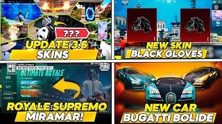 ULTIMATE ROYALE MAPA MIRAMAR l NEW CAR BUGATTI l NEW BLACK GLOVES PUBG MOBILE UPDATE 3.6