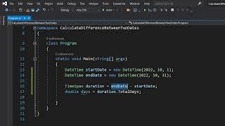 Calculate the Day Difference Between 2 Dates In C#