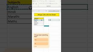 How to Merge cells with Line Break?#excel#exceltips