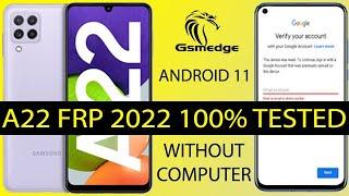 Samsung Galaxy A22 Frp Bypass Without Pc Remove Google Account 2022