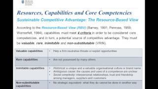 Internal Environment- Core Competencies & Sustainable Competitive Advantage