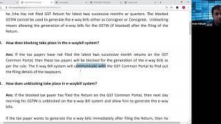 Blocking of EWay Bill with FAQ | Swastika Educonsult