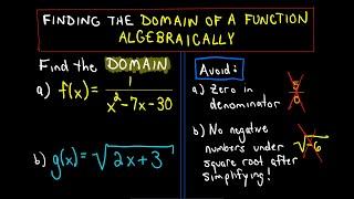  Finding the Domain of a Function Algebraically (No graph!) 