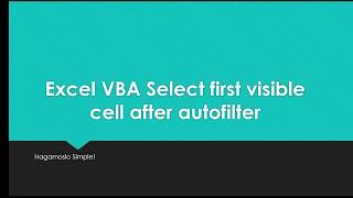 Excel VBA Select First visible cell
