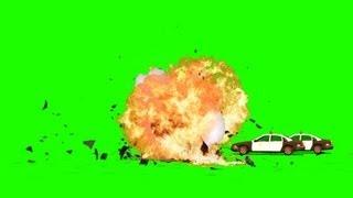 Police Car Explosion - Car Bomb - green screen effects - free use