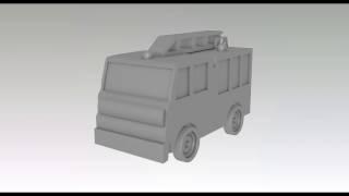 C4D Modelling Timelapse \\ Low-Poly Firetruck (SubD modelling)