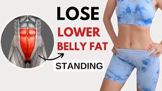 LOSE lower belly fat, flatten lower stomach in 10 day challenge, 20 min standing no jumping/ squats